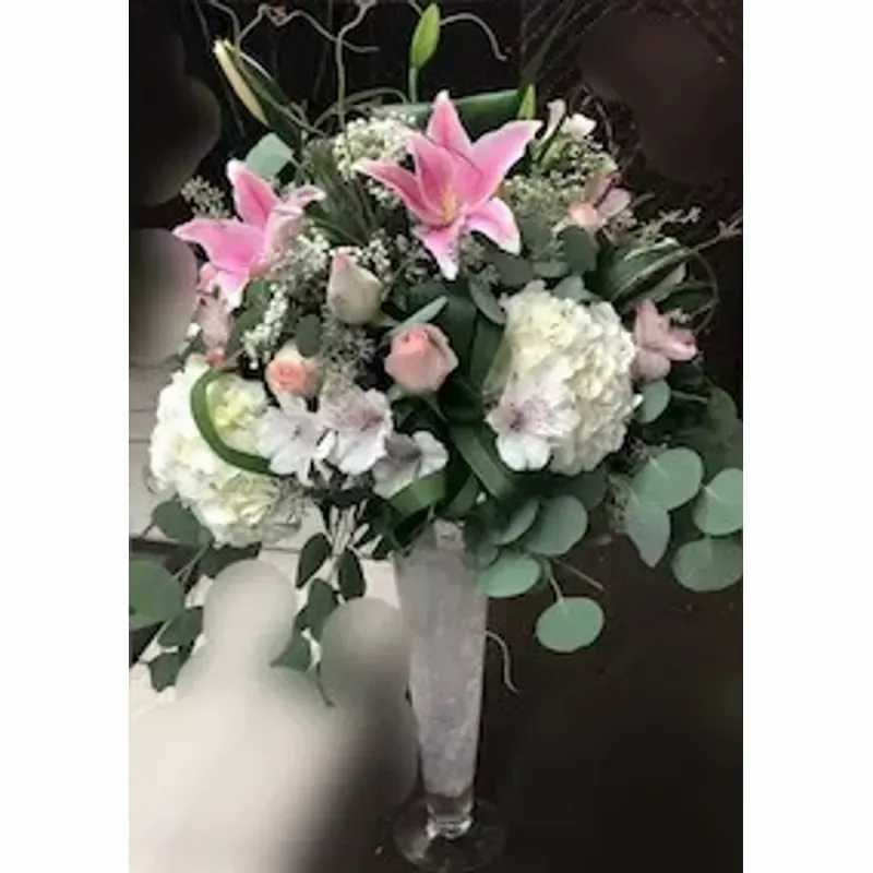 Gifts From The Garden Bouquet - Mixed Flowers Arranged In A Large Glass Vase. 