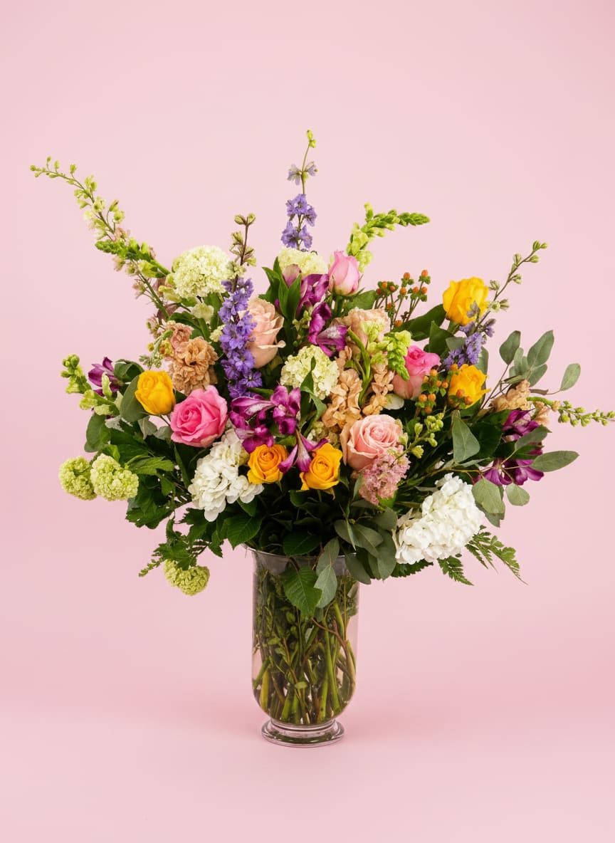Birthday Surprise - Each Birthday Arrangement is uniquely designed, ensuring your gift is as special as the person receiving it. Arranged in a keepsake glass vase and ready to enjoy, it's the perfect way to make their birthday unforgettable.