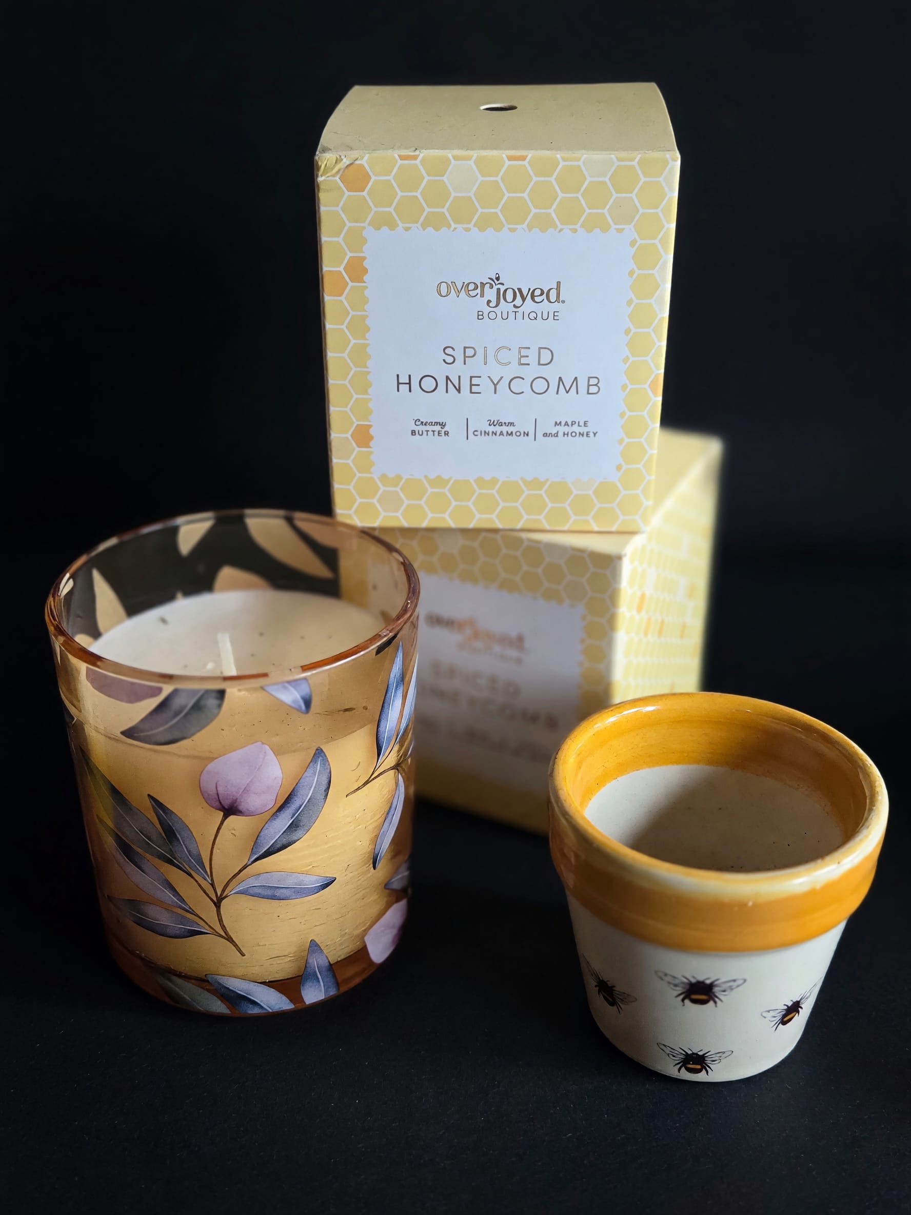 Bee Happy Gift Set - Items Available Separately:Spiced Honeycomb Candle – $24.99 Bee Planter – $12.99 Floral Glass Candle – $19.99 Honey Gift Collection – Prices vary Looking for something unique? We specialize in custom-curated gift baskets. Choose a theme, budget, or recipient, and we'll create a one-of-a-kind gift just for you.