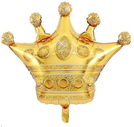 25" Gold Crown Mylar - A glittering gold crown-shaped foil balloon that reads "celebration" at a glance - perfect as a birthday balloon, graduation accent, or royal-themed party topper. This 25" Gold Crown Mylar makes the person you're honoring feel like the guest of honor, adding instantly festive shine and playful glamour to any celebration.  The balloon features a metallic gold finish with glittery decorative accents and rounded jewel-like details for extra sparkle. As a standalone novelty foil balloon, it pairs easily with bouquets or can float on its own to mark a special seat, dessert table, or photo backdrop. Sized at 25" and ready to inflate, it's an easy, eye-catching way to elevate your party decor and make the recipient feel noticed.
