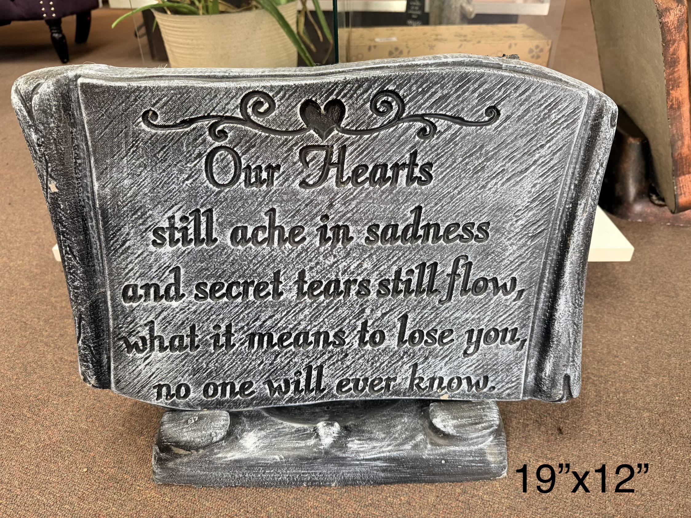 Our Hearts - concrete plaque 