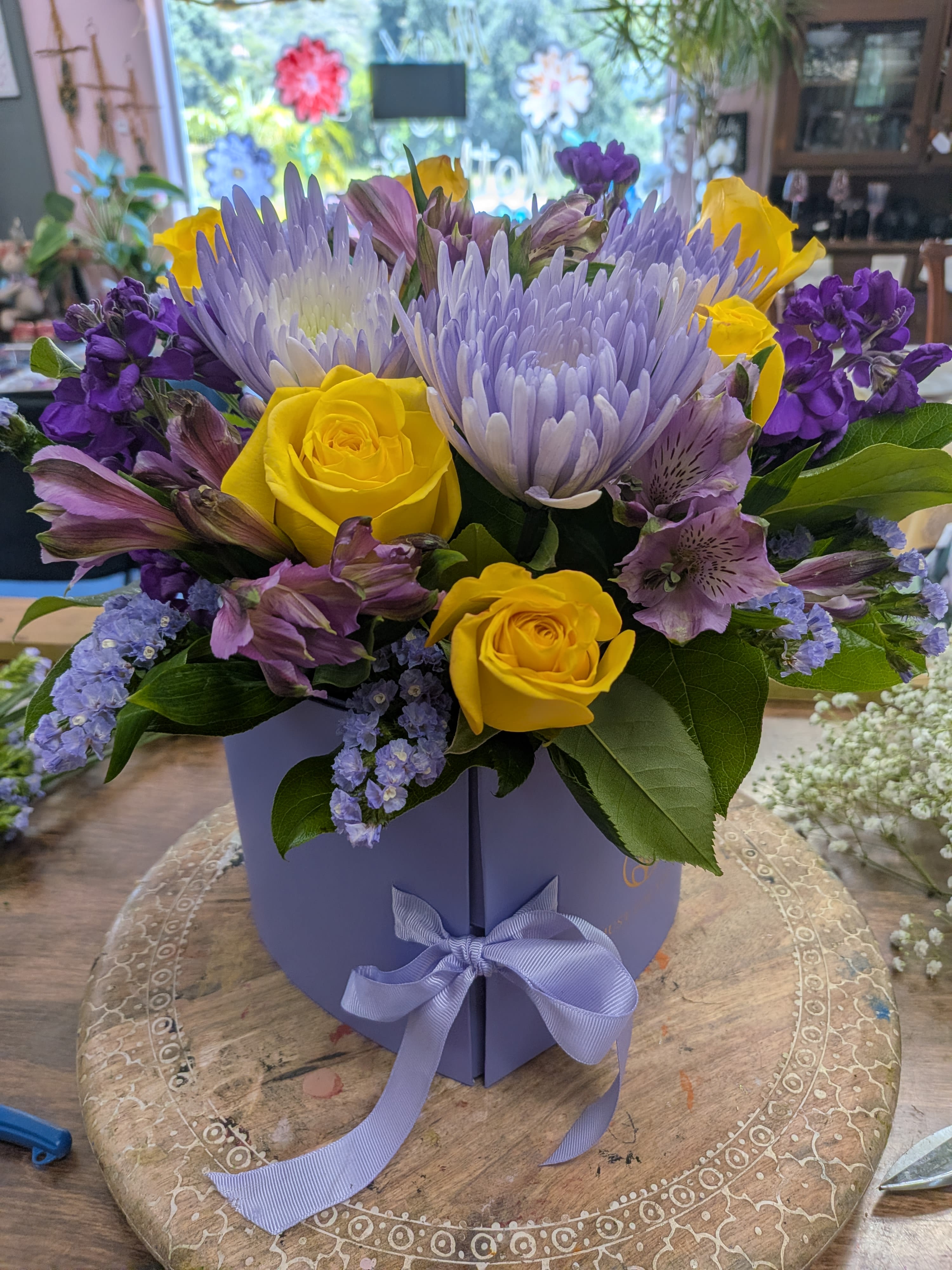 Double the fun - Double heart box with flowers and an added gift.