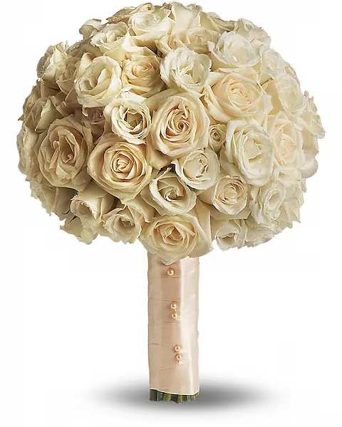 Cream rose bouquet with a wrapped handle
