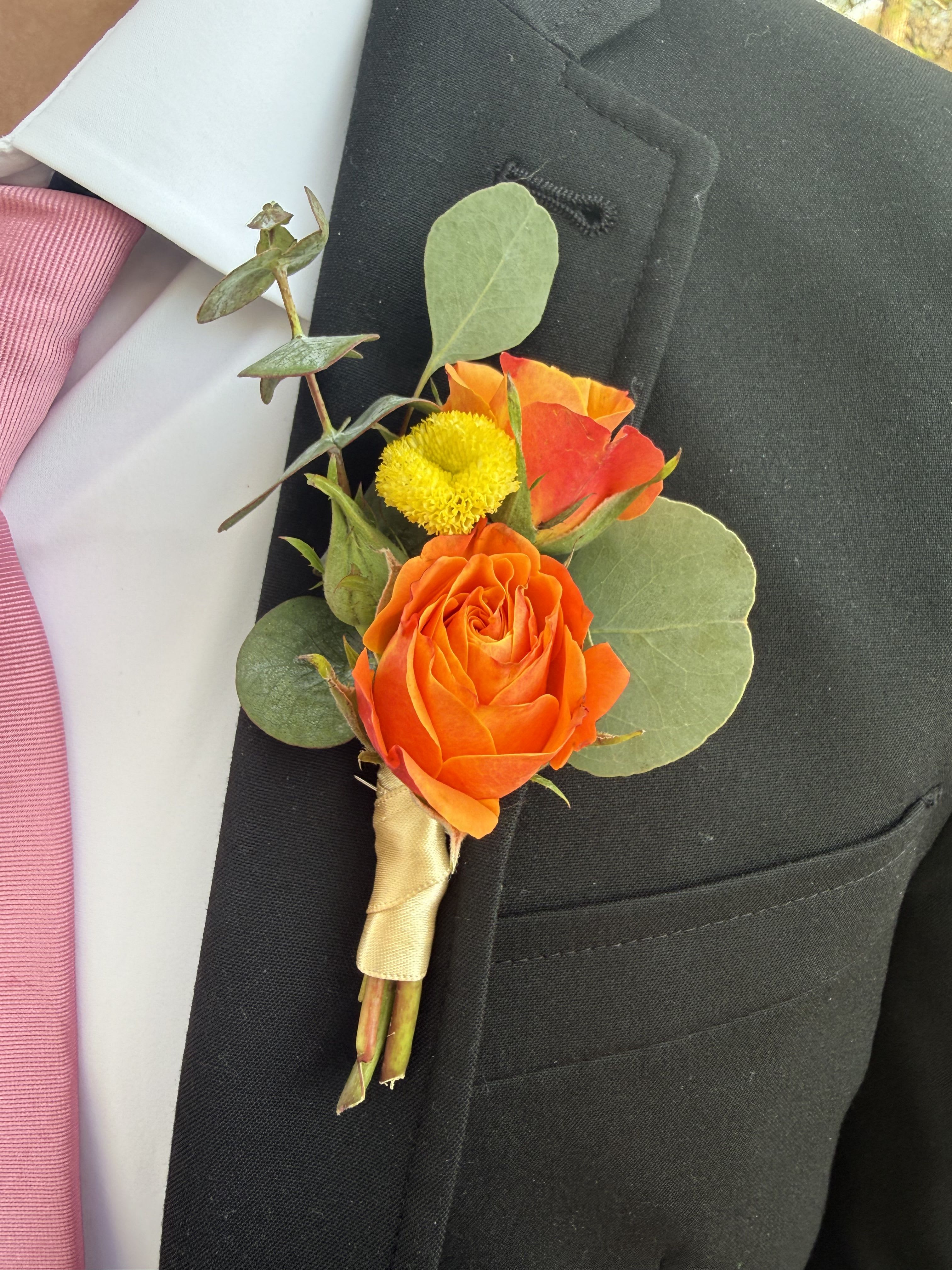 The Gingerbread Meadow - Prom or Wedding boutonniere. Not specifically for men. Can be for any pronoun. I just like the name.