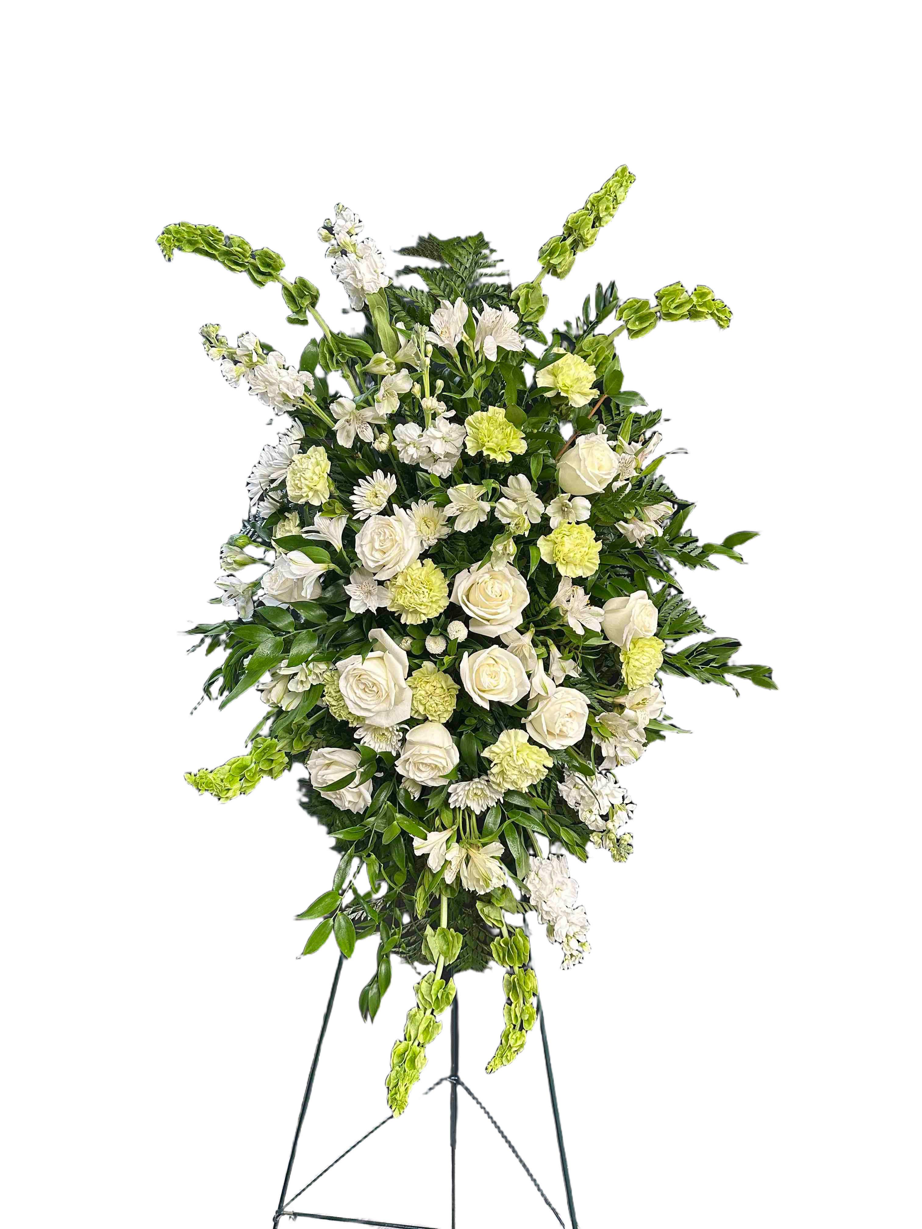 Eternal Tranquility - Elegant spray made with a mix of green and white flowers.