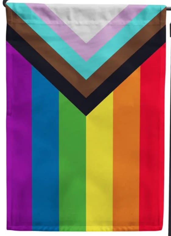 Progress Pride Flag - Beautiful pride flag boasting two strong grommets and a triple-stitched fly edge that make this perfect for outdoor flying.  * Flag only.