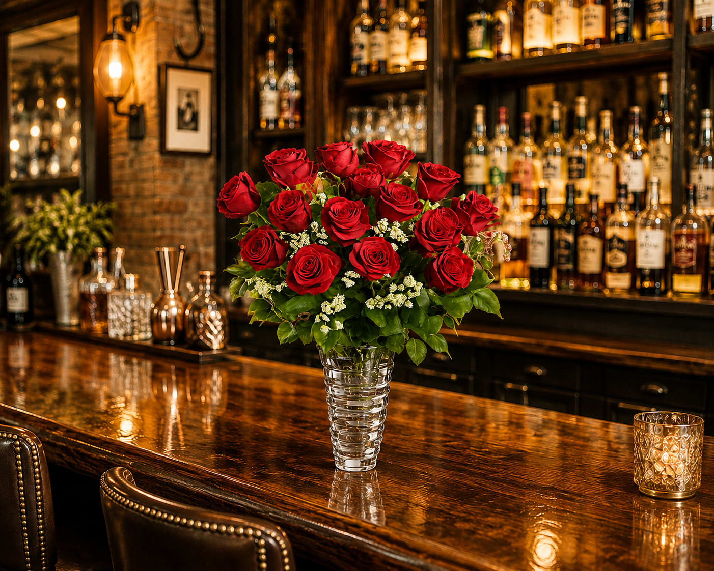 RV18R - RV18R Nothing says "I really love you" like red roses. This stunning arrangement of a dozen Premium Ecuadorian Roses, elegantly presented in a glass vase, is a classic yet breathtaking way to express your deepest emotions. The rich, velvety petals symbolize passion and romance, making this bouquet perfect for anniversaries, Valentine's Day, or any heartfelt occasion. We also offer roses in other colors at the same price, allowing you to personalize your arrangement. Express your love and emotions with the timeless beauty of red roses from KIKOS. This arrangement never disappoints and is sure to leave a lasting impression on the one you love.