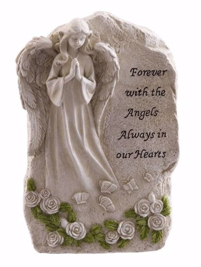 Forever with the Angels, Always in Our Hearts Memorial Stone - "Forever with the angels Always in our Hearts" Stone made of Polyresin