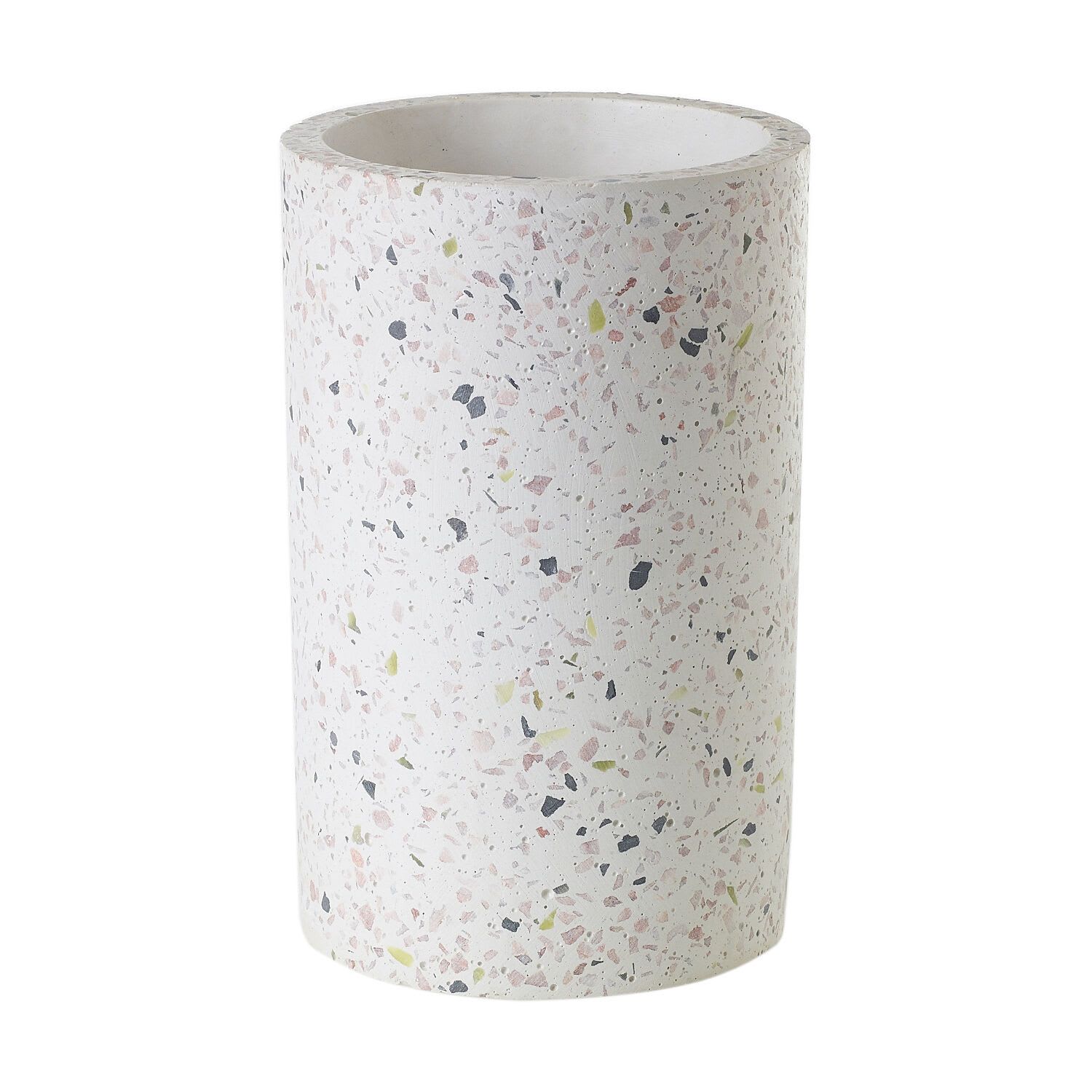 TERRAZO (TALL) VASE: FLORAL ARRANGEMENT - Lush mound of seasonal floral and greenery in our TALL TERRAZO VASE. Vase Dimensions: 5x8