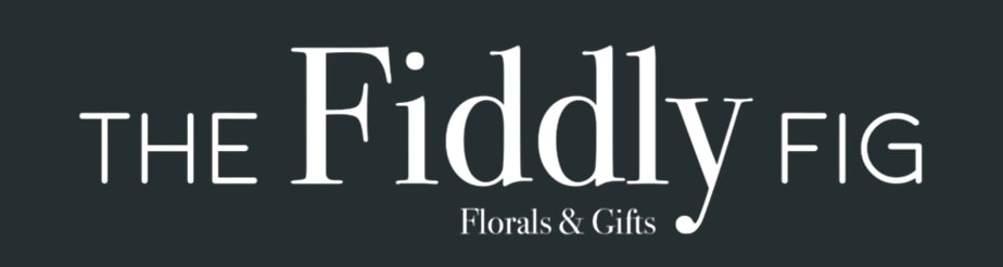 The Fiddly Fig Florals &amp; Gifts logo on a dark background