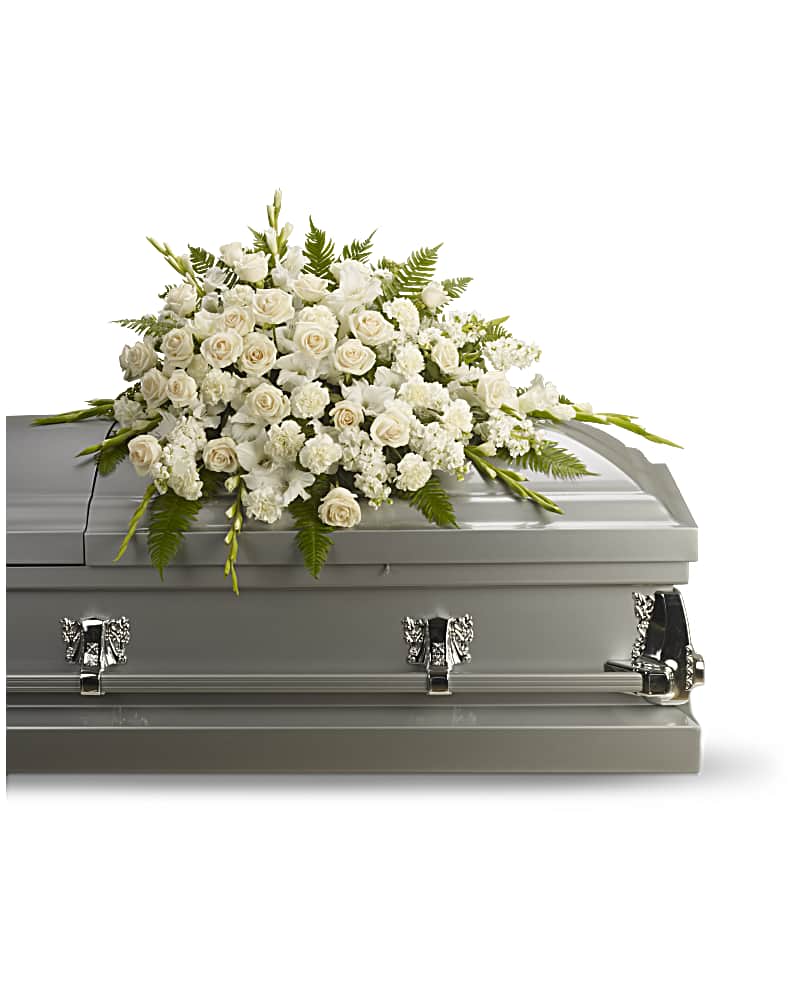 Silken Serenity Casket Spray - Lovely in all White