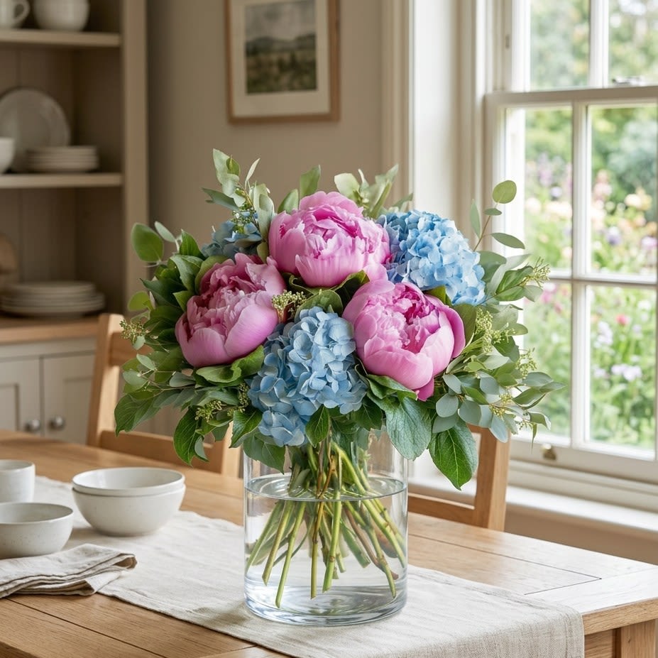 Peony Breeze - A soft and dreamy arrangement that evokes a sense of calm, romance, and effortless elegance - perfect for brightening any space or celebrating a special moment.