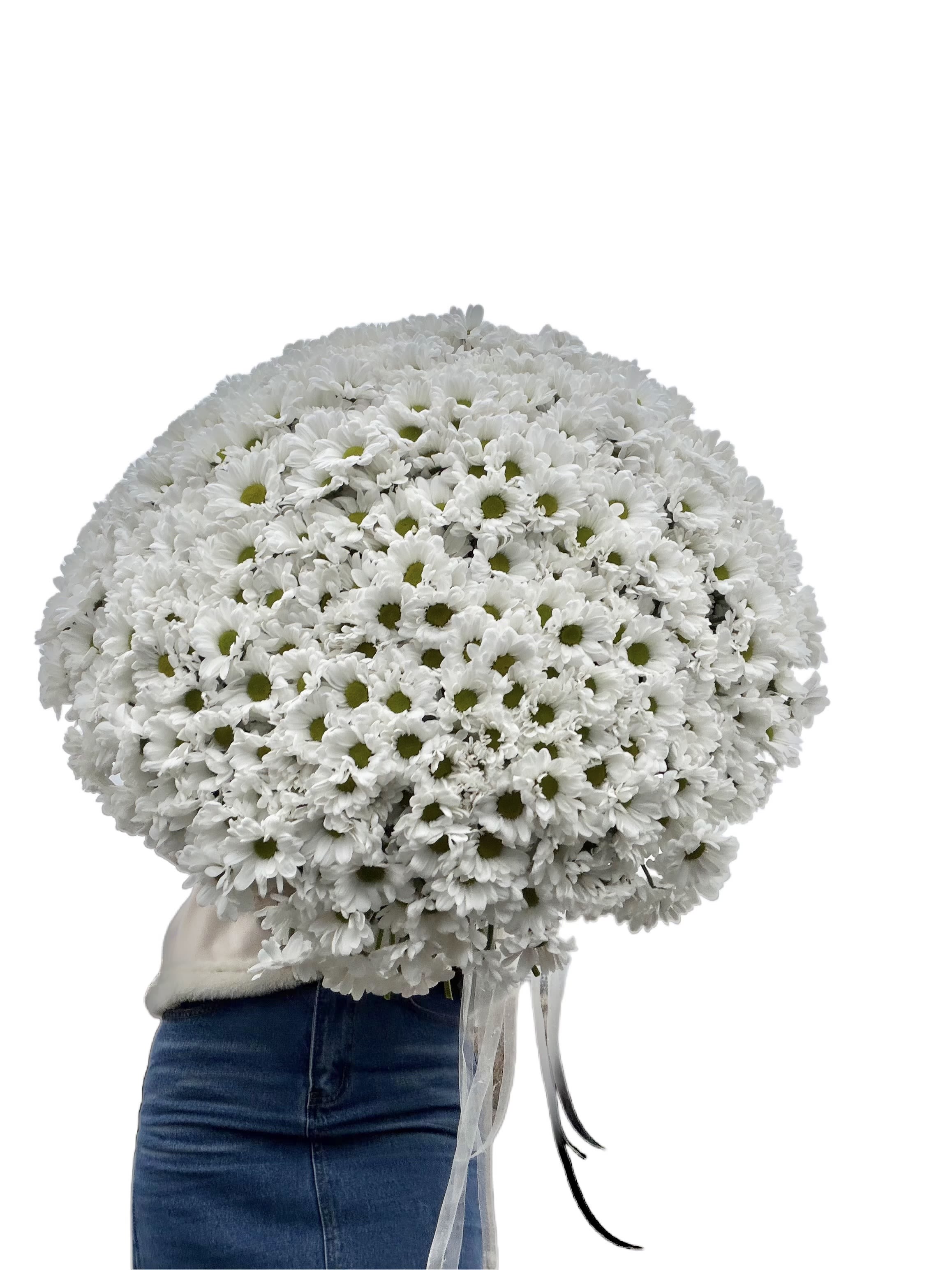 Large Bouquet of Daisies - A large bouquet of daisies is a timeless expression of sincerity, warmth, and natural beauty. This bouquet feels like a breath of fresh air — light, joyful, and effortlessly elegant. Daisies have a unique charm: they don’t try to impress with extravagance, yet they instantly win hearts with their purity and openness.  This generous arrangement features a lush gathering of fresh daisies, carefully selected for their bright petals, healthy stems, and long-lasting freshness. Each flower symbolizes innocence, happiness, and honest emotions, making this bouquet a perfect choice when you want to say something meaningful without saying too much. It’s about real feelings, simple joy, and moments that feel genuine.  The large size of the bouquet creates a full, abundant look that feels celebratory and warm. Whether wrapped in soft paper or elegant minimalist packaging, the daisies remain the true focus — natural, radiant, and alive. Their delicate white petals and sunny centers bring light into any space, instantly lifting the mood and filling the room with a sense of calm and optimism.  A large bouquet of daisies is ideal for many occasions: – birthdays and anniversaries – expressions of gratitude or support – congratulations and new beginnings – romantic gestures filled with tenderness – “just because” moments that matter most 