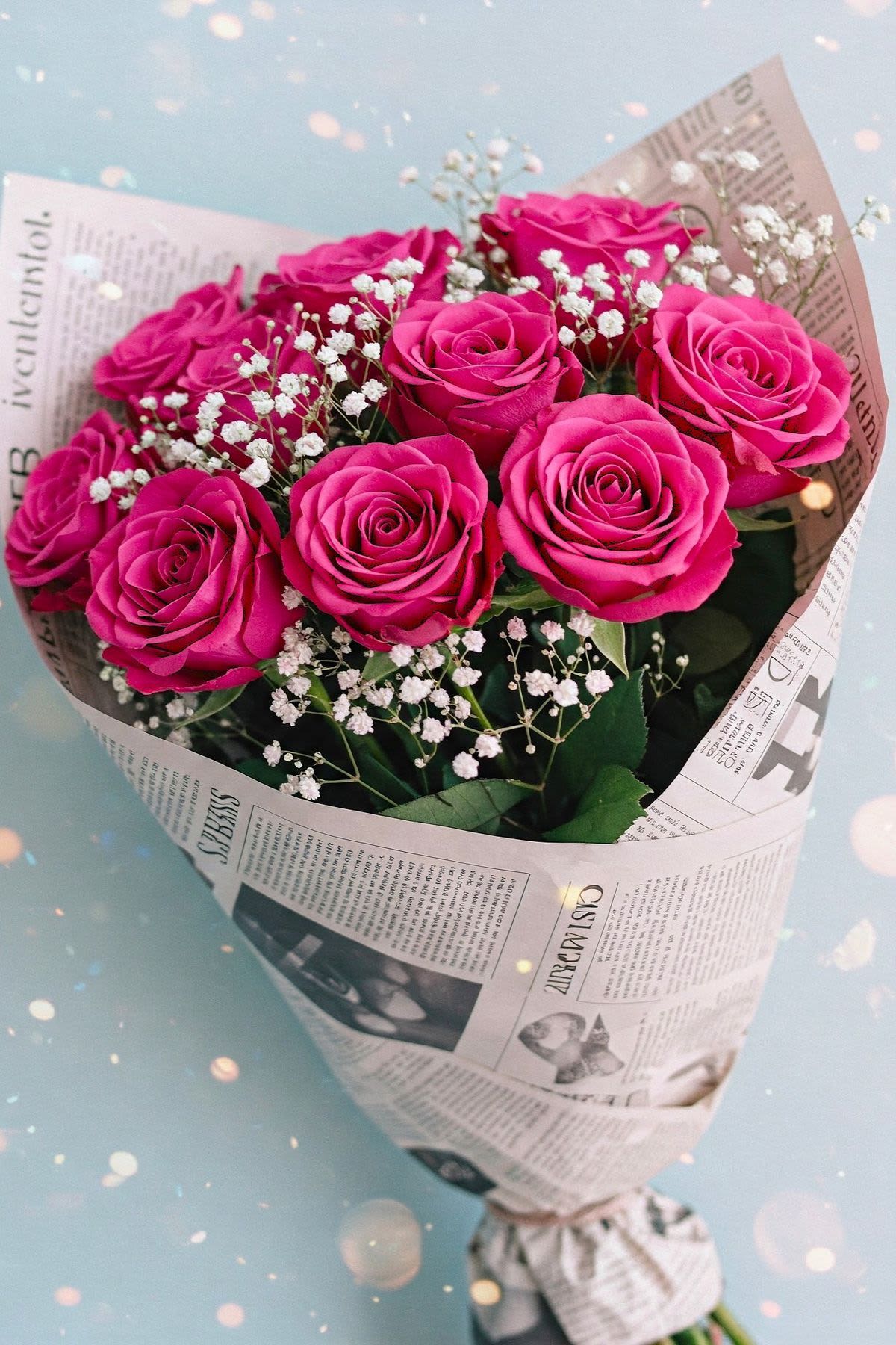 Hot Pink Roses Dozen Bouquet with Baby’s Breath – Premium Gift Wrap - Vibrant hot pink roses (12 stems) beautifully arranged with delicate baby’s breath and wrapped in elegant Korean-style paper. A perfect romantic gift and eye-catching floral bouquet for birthdays, Mother’s Day, or any special occasion. Designed to impress and deliver fresh. 