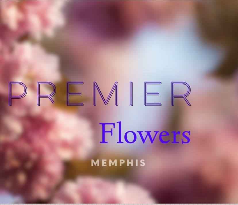 Blurred floral background with the words "Premier Flowers Memphis"