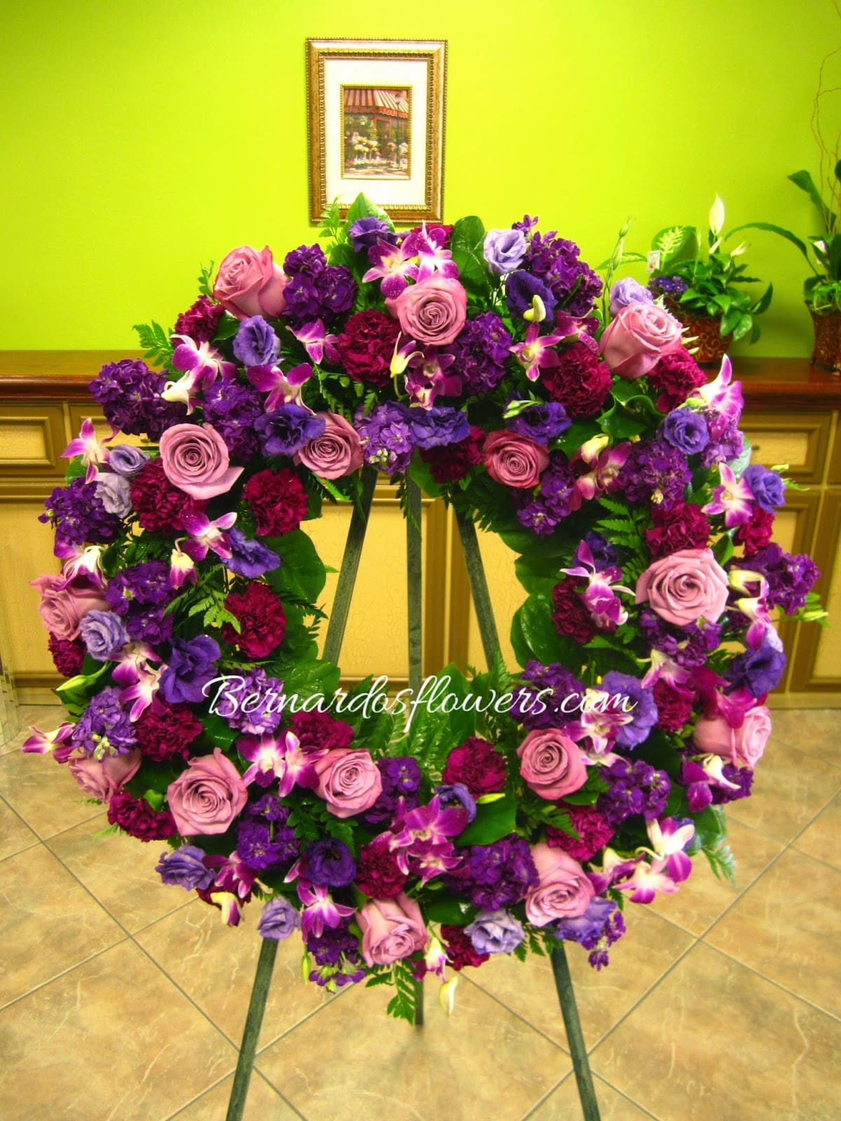 BFS-W17 Sympathy Wreath Purple Shades - Purple, Lavender, Sympathy Wreath