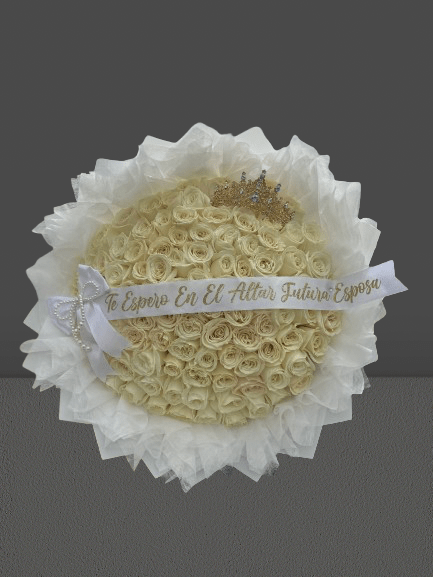 Mother's Day Bouquet - White Snow!  - 50 White Roses - NO Accessories included, please include any additional accessories below   (pictured bouquet is a 100 rose, a 50 rose is smaller in size)