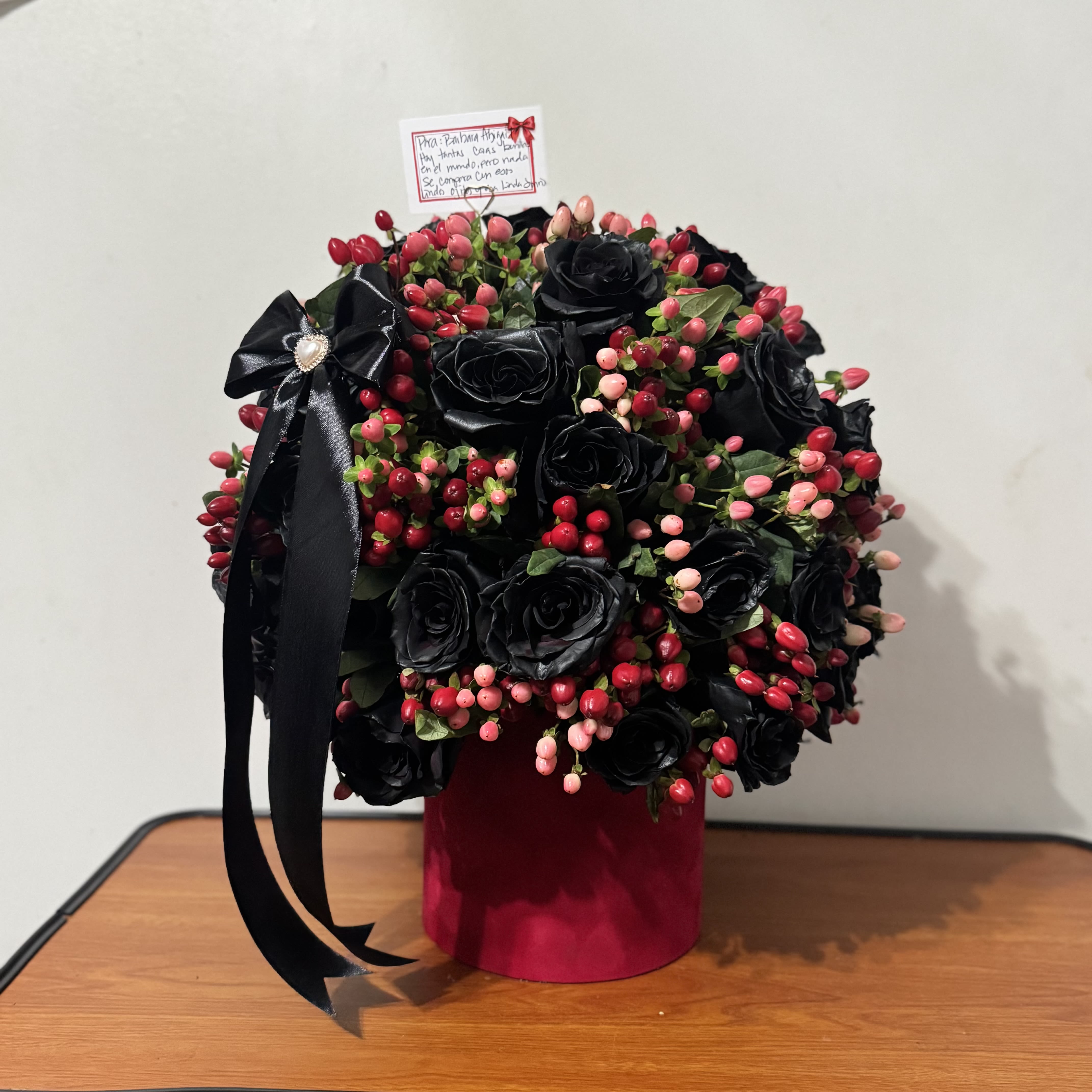 Boxed Arrangement - Boxed arrangement of roses in your choice of color, with coffee beans in between 