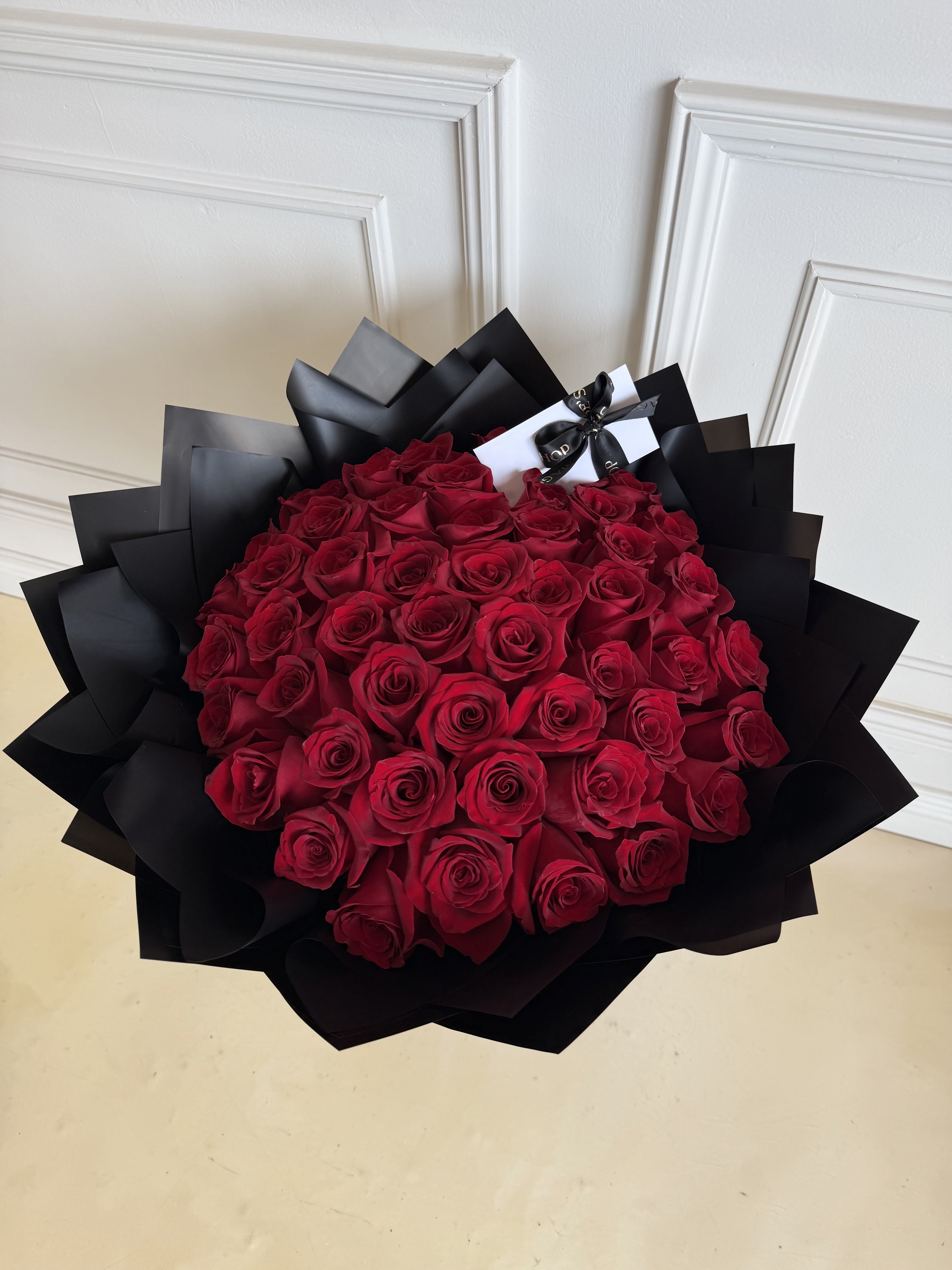 MFS 50 Rose Bouquet  - Signature hand-tied bouquet 50 long stem red roses  *This bouquet does not include a glass vase
