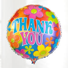 Colorful round balloon with "THANK YOU" text and flower graphics