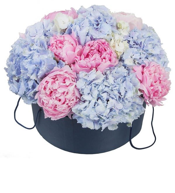 Scents Of Summer  - Perfectly coordinated symphony of blushing pink peonies and Blue hydrangeas that will allow them to experience the magical transformation only Mother Nature can create.  