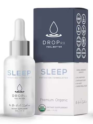 A dropper bottle and matching box labeled Sleep.
