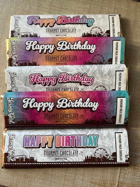 Jersey Girl Chocolate Birthday Gift Box - Jersey Girl Five Bar *Birthday*&nbsp;Gift Box - Wrapped  5 Milk Chocolate Gourmet Bars Boxed Together and READY for Gifting!&nbsp;  *Box Sets Contain 1 of Each Label Style*