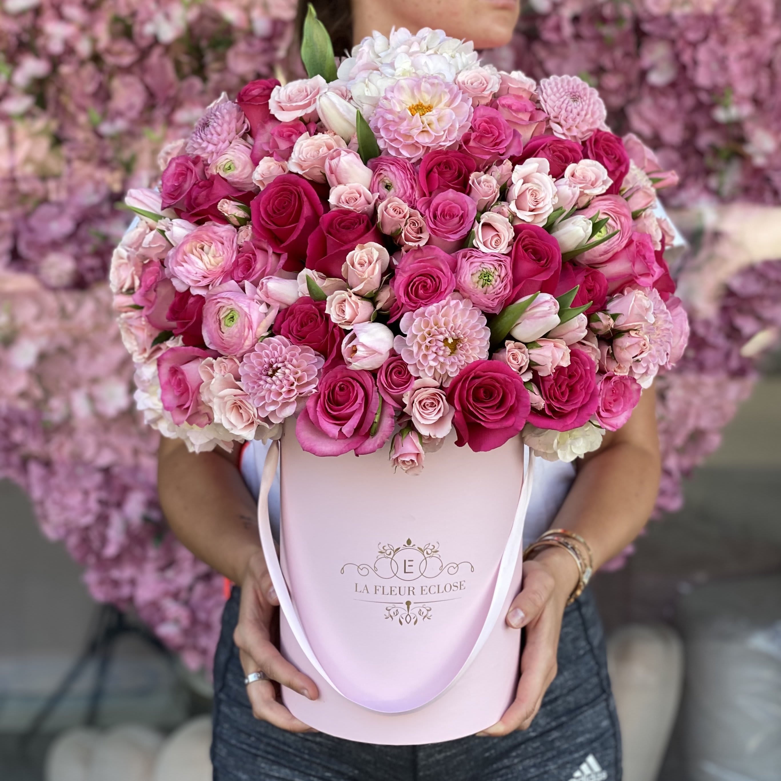 Pink Baby - All pink arrangement in our light pink small box(tall box)