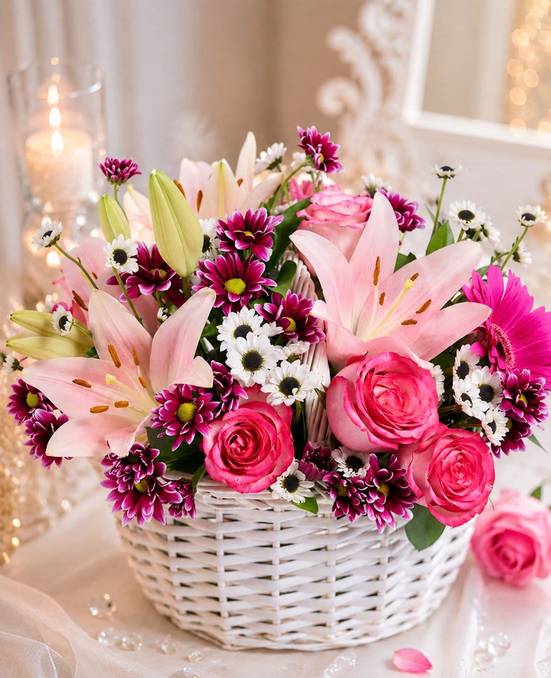 Beauty Basket - Celebrate Mother's Day in style with a little help from Houston Fresh Flowers! Elevate the occasion with our exquisite Suddenly Spring Mother’s Day Floral Gift.This cheerful and vibrant gift is sure to make her day truly special! PLEASE NOTE:  Due to the natural variability of flowers, as well as seasonal and regional availability, substitutions may occasionally be necessary. Rest assured, any substitutions will be of equal or greater value, and we will make every effort to preserve the overall design, including the shape, size, style, and color combinations of the arrangement.