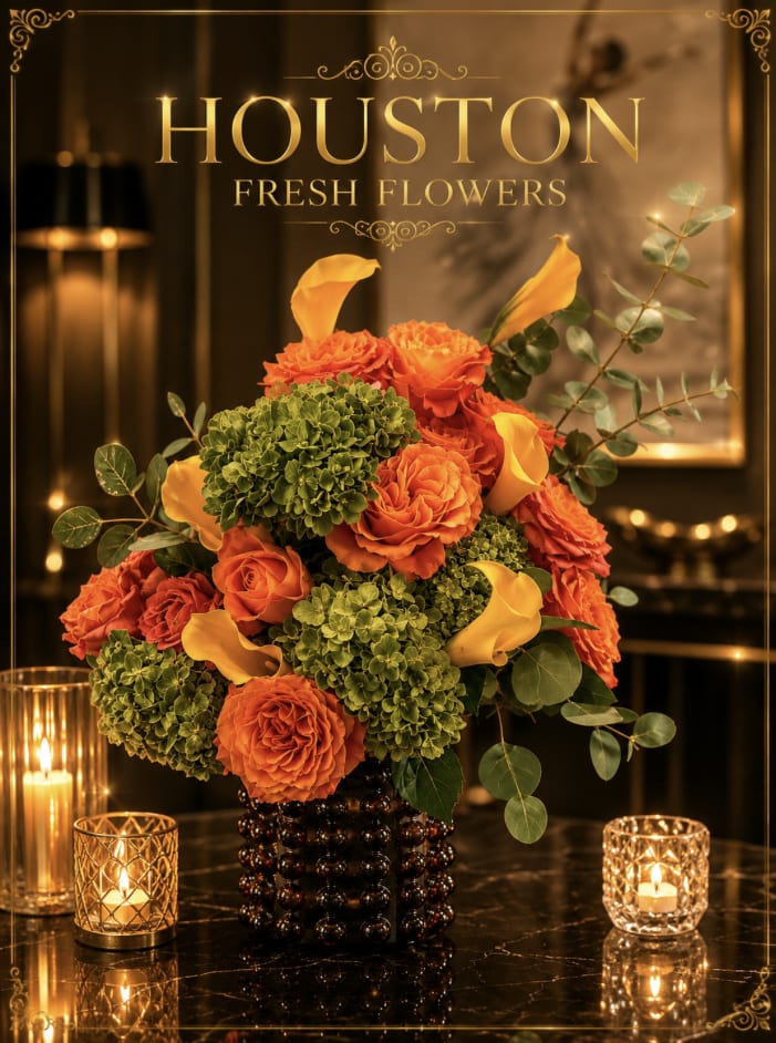 Golden Pulse - Luxury floral comosition designed to radiate warmth, vitaliy, and refined optimism. Perfect for: upscale interiors, meaningful gifting, statement decor in home, and perfect for any ocation. This is not just a bouquet-it’s a living accent piece. A luminous harmony of golden calla lilies, sun-kissed roses, and vibrant green hydrangea, carefully composed to evoke the feeling of sunlight captured in bloom. The arrangement balances: warmth- energy, passion, life. Freshness- renewal, calm, stability. Elegance- minimalism, luxury, sophistication.