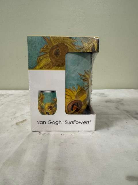 Van Gogh Sunflowers gift set with a tumbler and matching cup