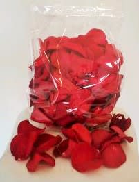 Clear bag of red rose petals