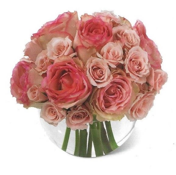 Bouquet of pink and blush roses with long stems