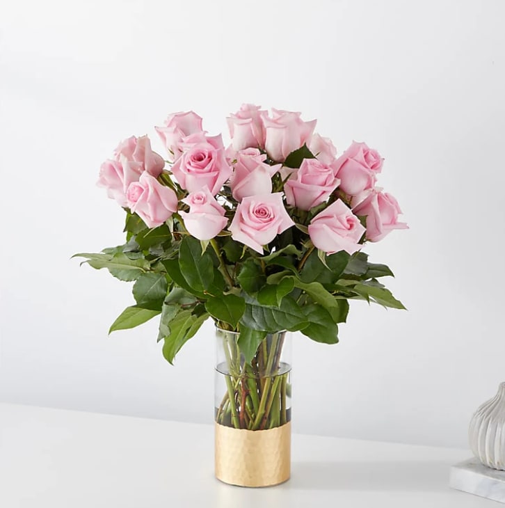 Picture Perfect Pink Rose Bouquet - The picture perfect petals of pink roses gracefully unfold, showcasing their timeless charm, elegance and beauty. Delight your senses and express your emotions with these classic stems. Standard - 18 Roses Deluxe - 24 Roses Premium - 36 Roses