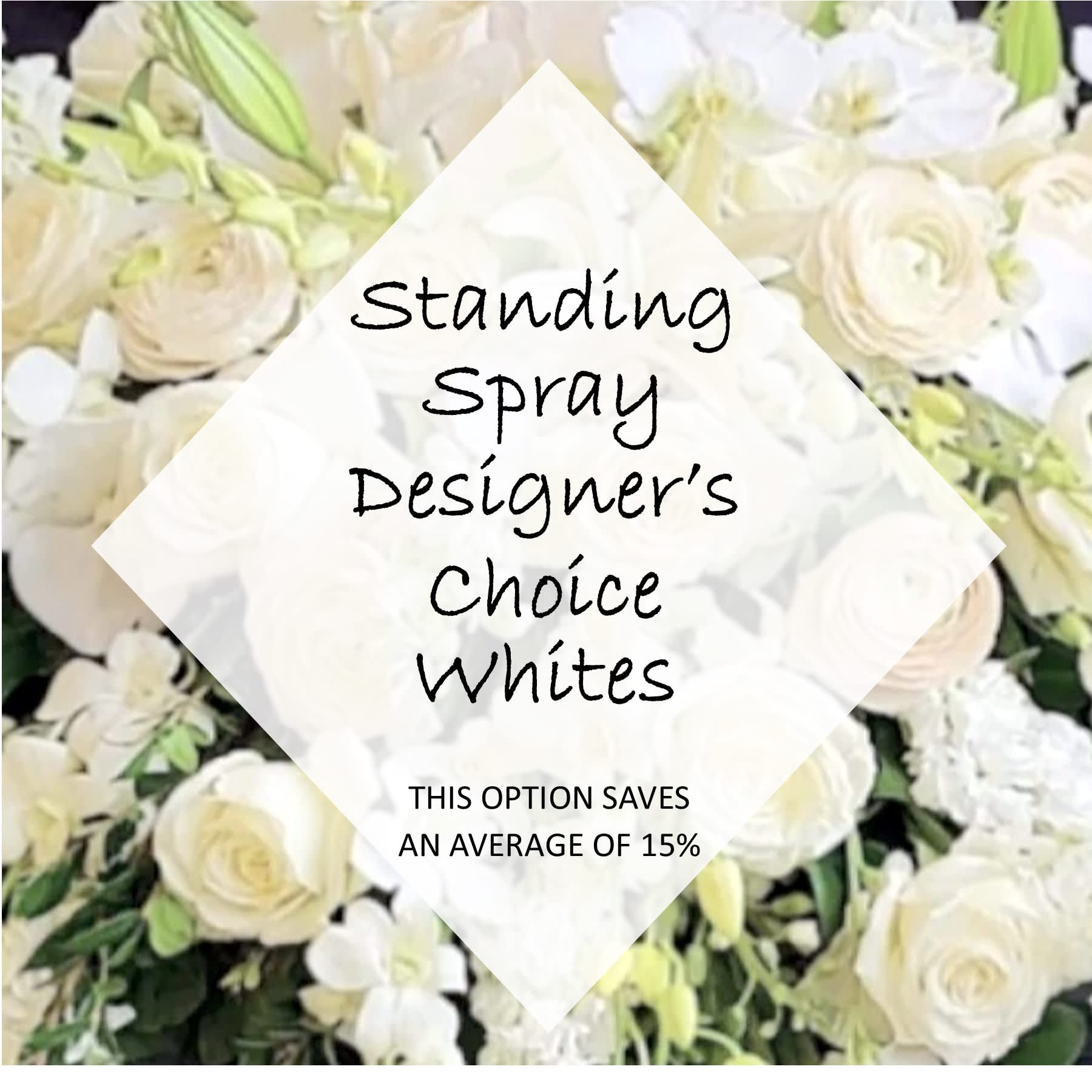 White standing spray with roses and lilies