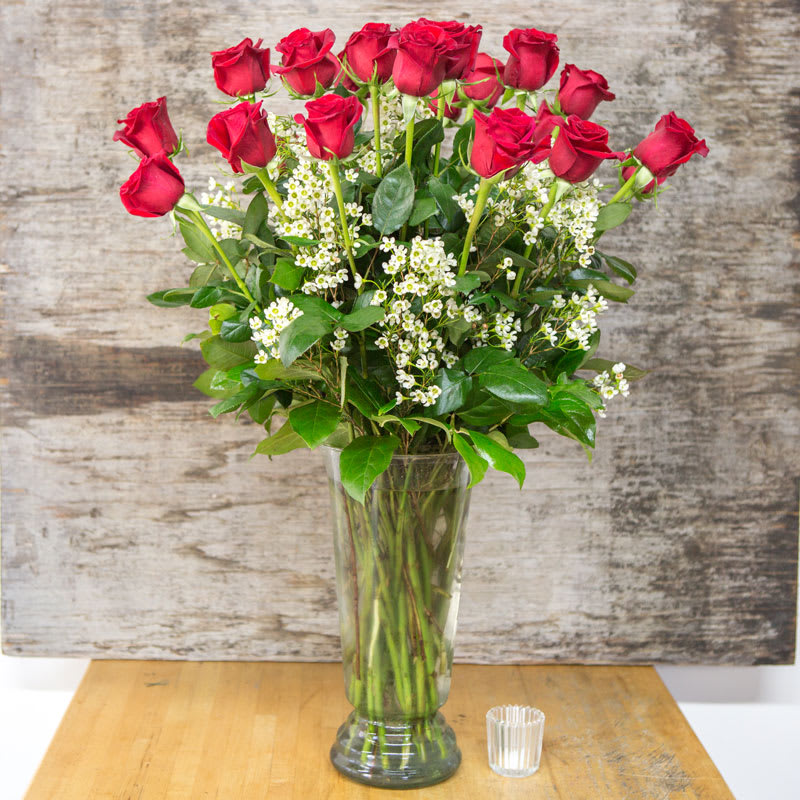 24 Premium  Long Red Roses - Tall lovely  arrangement of Red Roses Truly a  expression Love