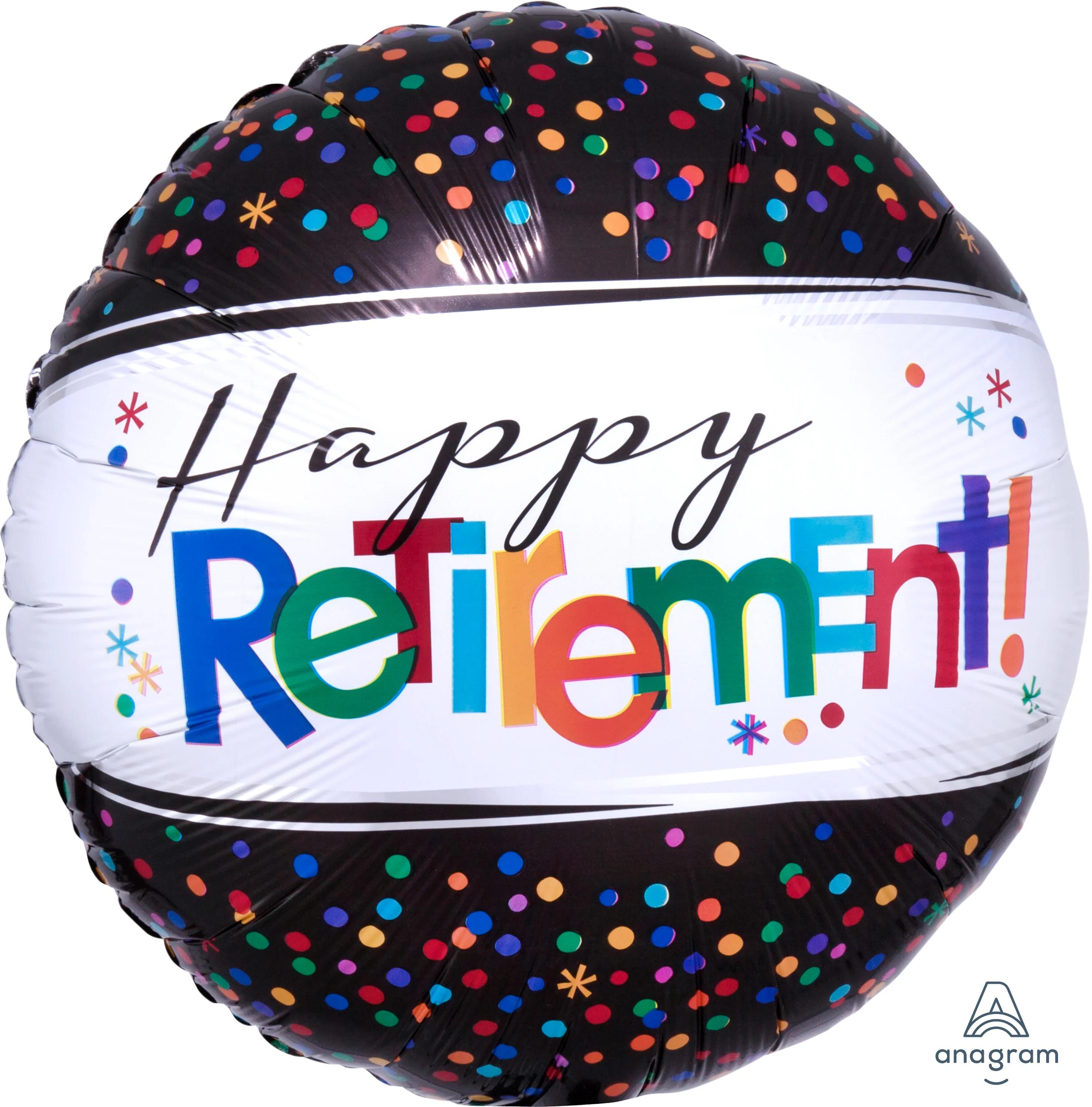 18" Confetti Happy Retirement Mylar - Select this mylar balloon for your arrangement.