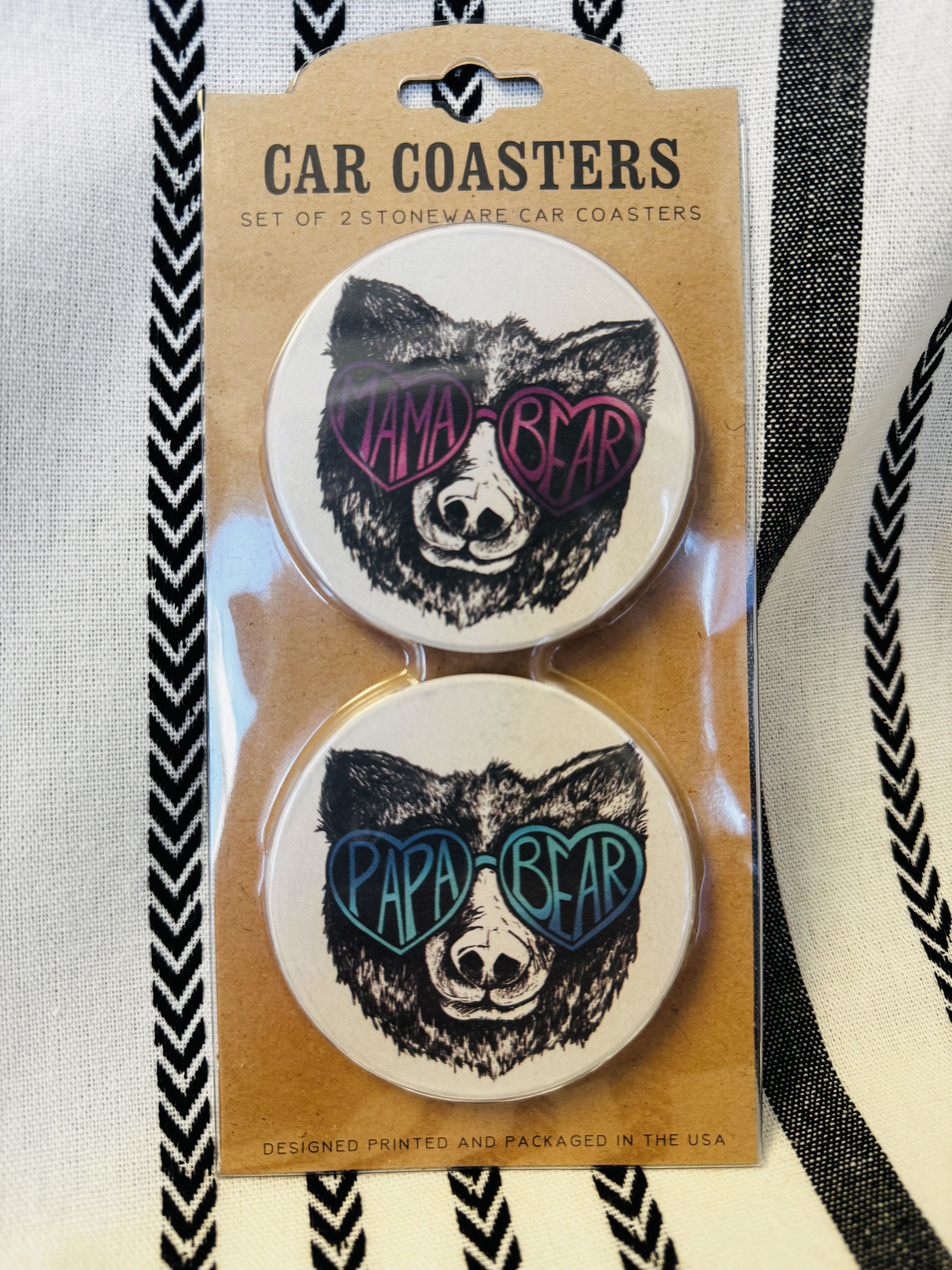 Car Coaster Mama/Papa Bear - set of 2 car coasters