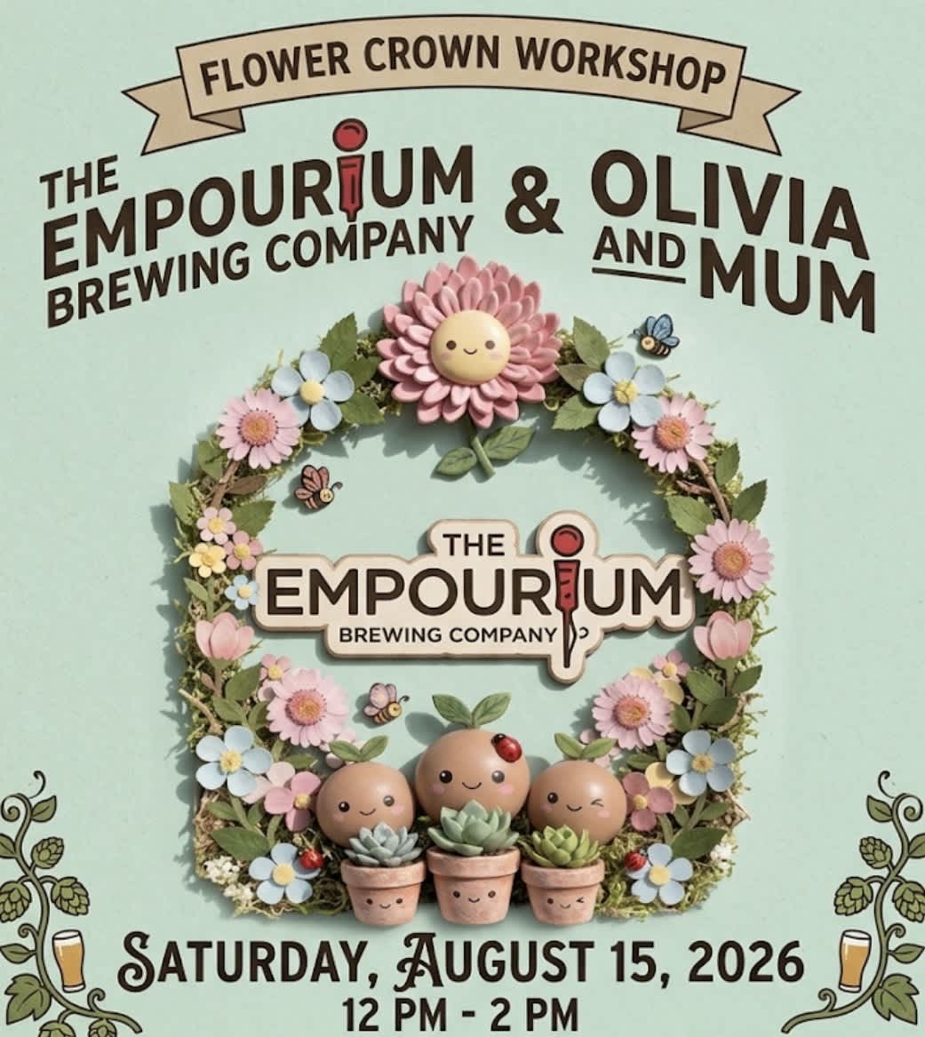 Empourium Brewing Company Flower Crown Workshop - The Empourium Brewing Company and Olivia and Mum, a Lakewood-based floral studio, are collaborating to offer a special Flower Crown Workshop. This event is designed to be beginner-friendly, making it accessible to individuals with varying levels of experience in floral design.    Here are the key details of the workshop:  Date: August 15, 2026  Time: 12:00 PM – 2:00 PM  Location: The Empourium Brewing Company, 4385   West 42nd Ave, Denver, CO 80212  The workshop offers two pricing tiers for attendees:  $45 Package: Includes participation in the flower crown workshop plus a beer from The Empourium.  $35 Package: Includes participation in the flower crown workshop only.