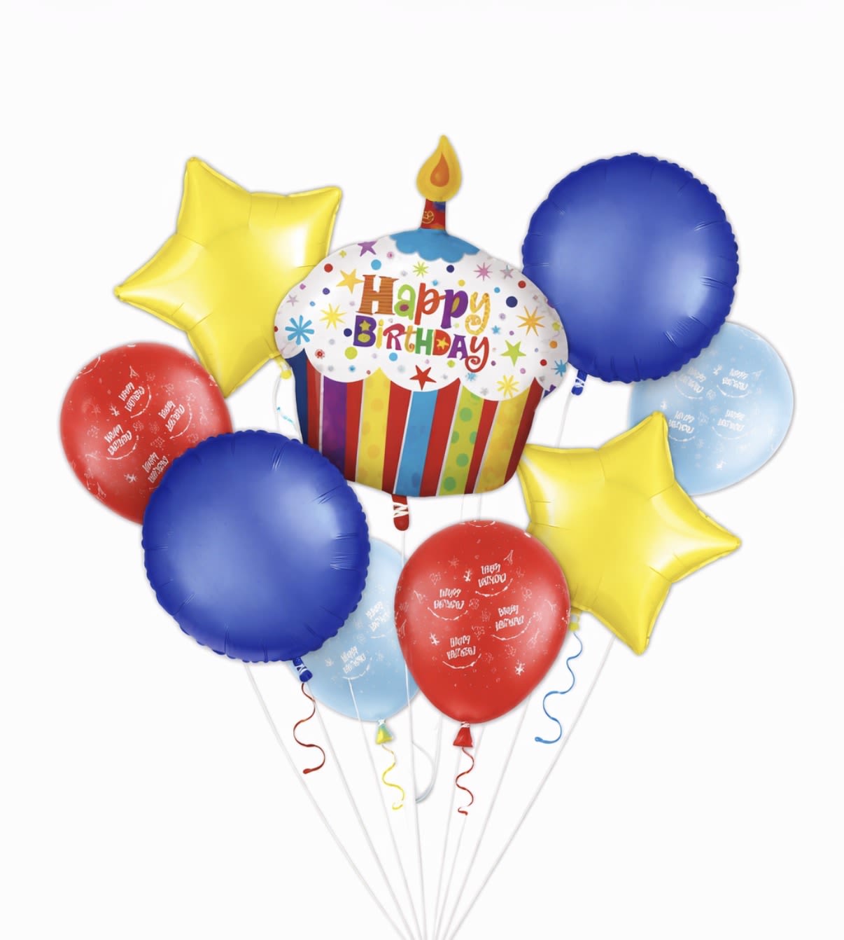 Birthday balloon bouquet with star and round balloons