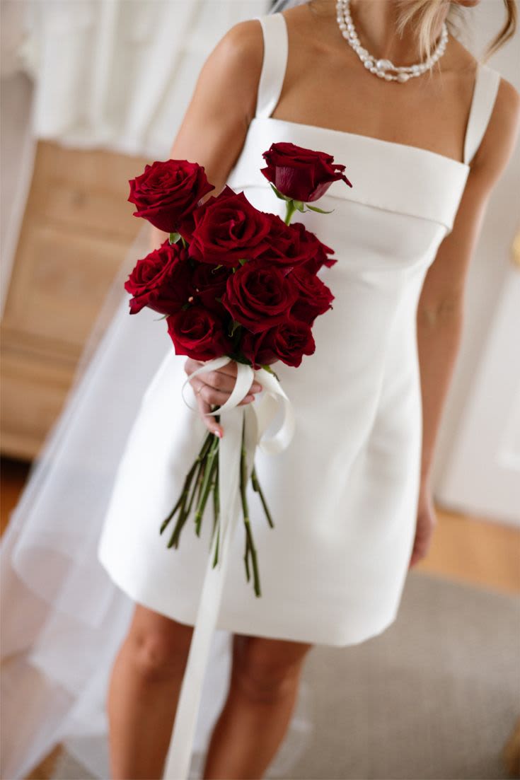 Simple Burgundy Bridal Bouquet - The best and classic choice with modern twist!