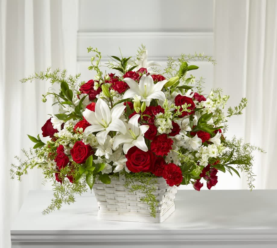 Sentiments Of Love - The strong combination of red and white offers strength and respect to the memory of the one you are remembering.