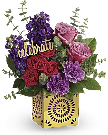 Celebration time bouquet - Stock, Roses, spray roses,   Carnations 