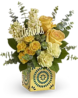 brightest thanks bouquet - Stock, Roses, spray roses, carnations 