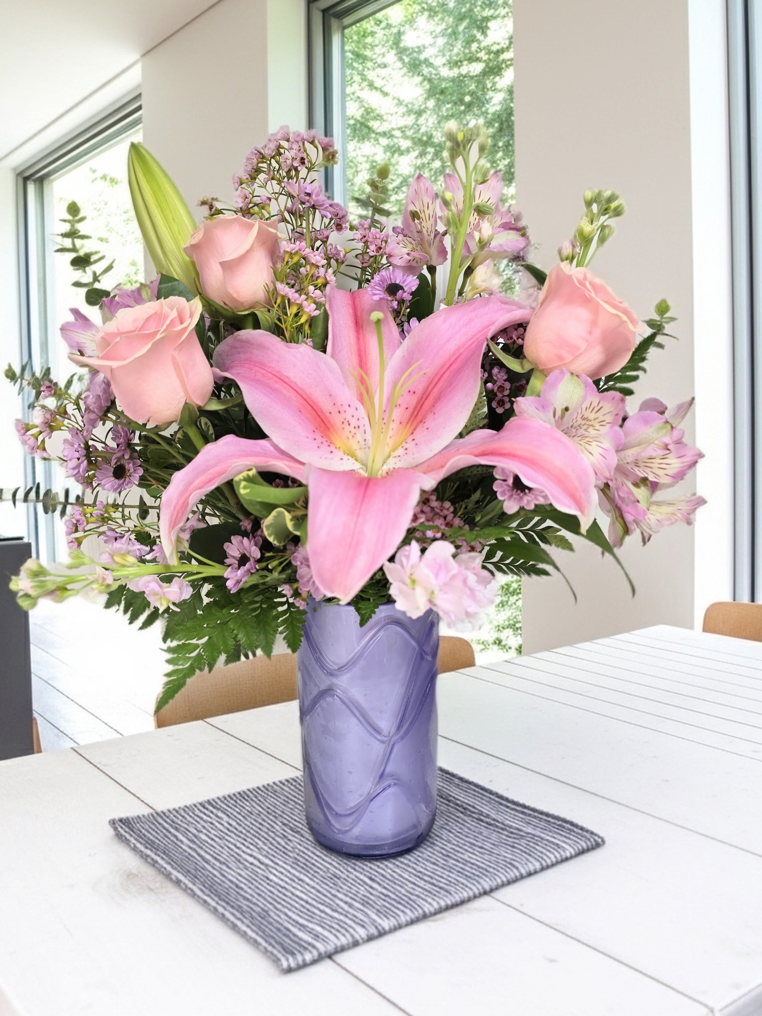 Lilac Harmony  - Lavender and pink florals on this stunning vase create the perfect elegance of how to show mom she is appreciated.  