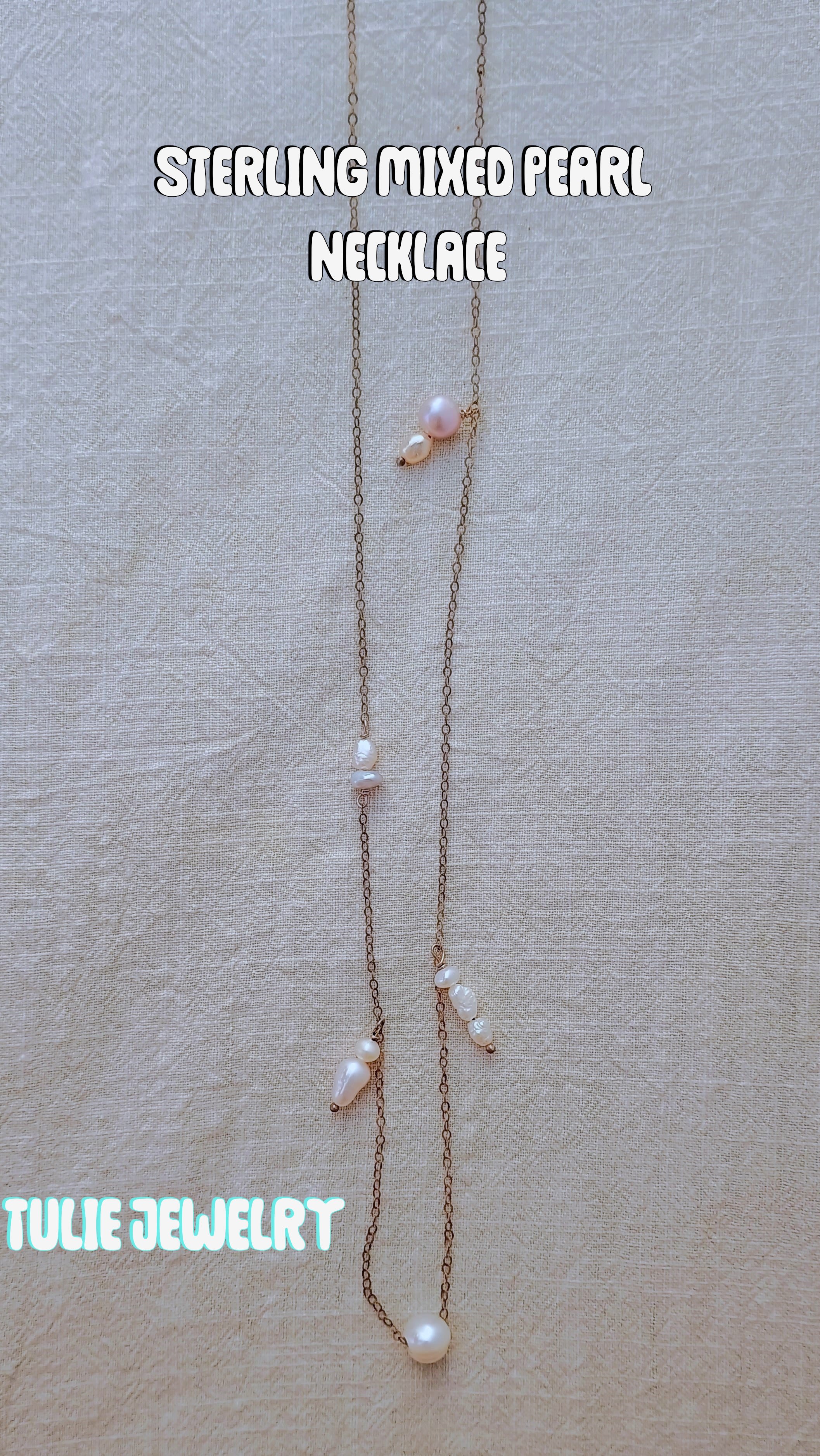 Sterling Mixed Pearl Necklace - Sterling Mixed Pearl Necklace by Tulie Jewelry