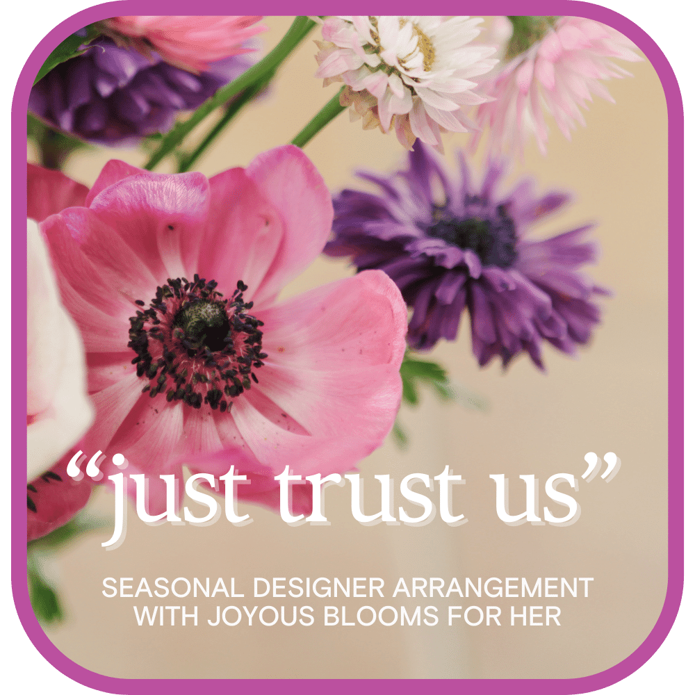 Close-up of pink and purple flowers with text overlay