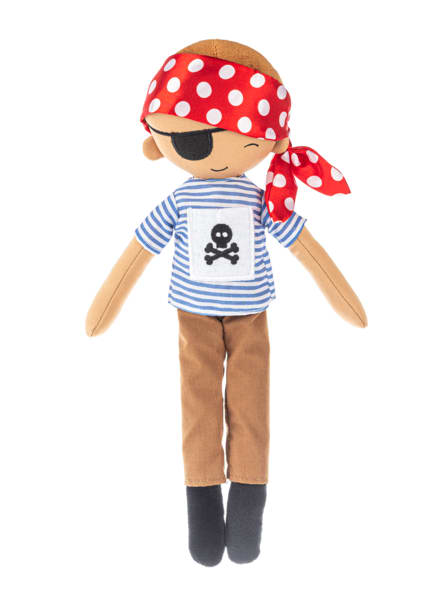 Pirate-themed plush doll with a red polka-dot bandana and striped shirt