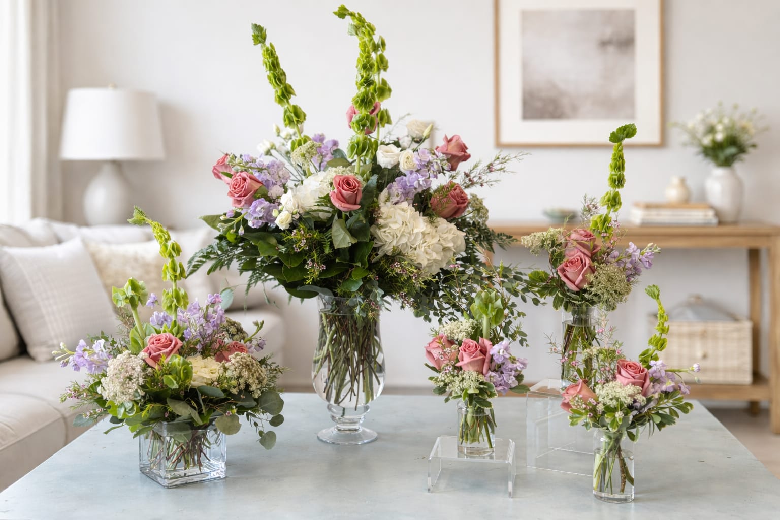 Hostess with the Mostess - Ultimate gift: our Hostess with the Mostess package  Blooms for every corner of her home, thoughtfully designed to flow beautifully from room to room. Simply choose your color palette and leave the rest to our designers—we’ll create something effortlessly stunning, just for her.  Make it extra special by adding a subscription to enjoy all year long!   Please note the standard option that is pictured, does not contain premium blooms. If you are in need of specific premium flowers, please call us directly to discuss the best option for your vision! 