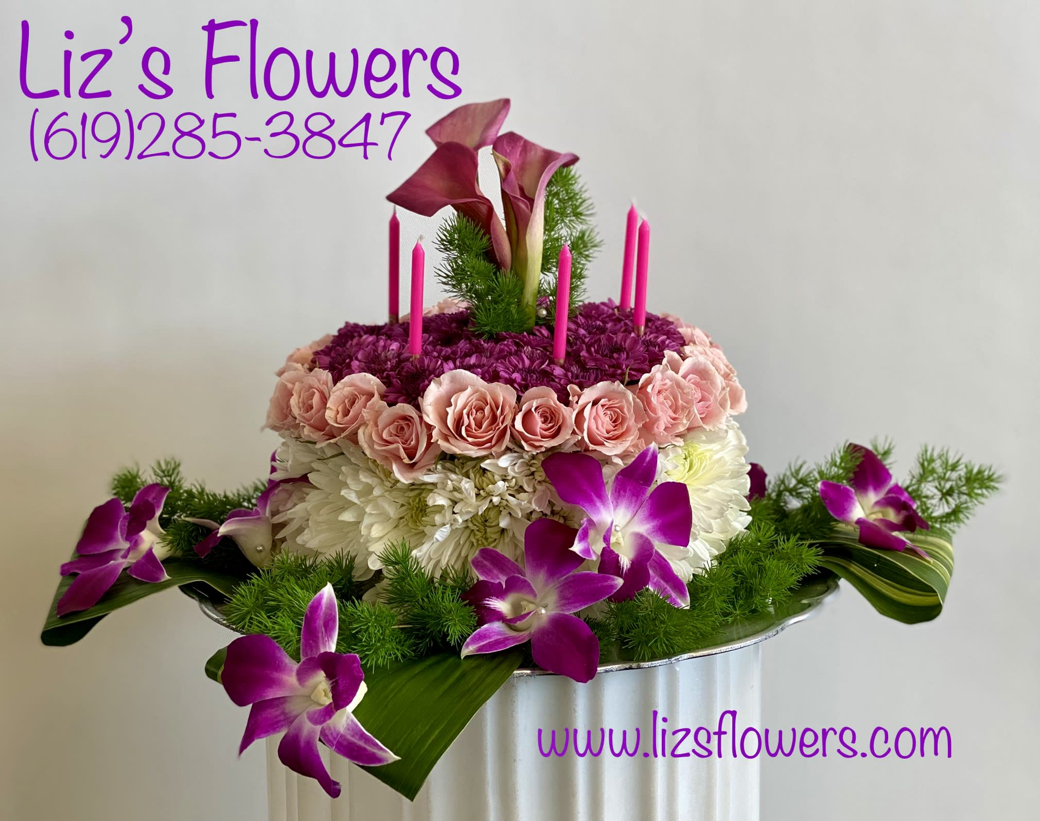 Exotic Birthday Cake - Purple and pink flower cake to celebrate any occasion. 